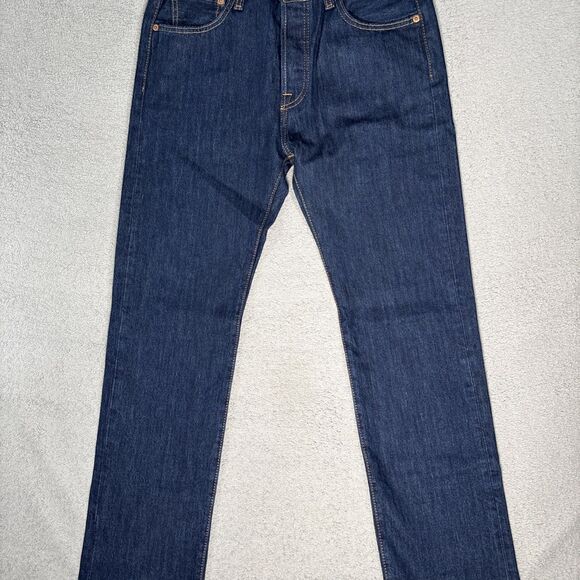 Levi’s 501 Jeans Men’s Fit 31x31 Button Fly Dark Wash No Fade Raw Denim Blank - Picture 3 of 14